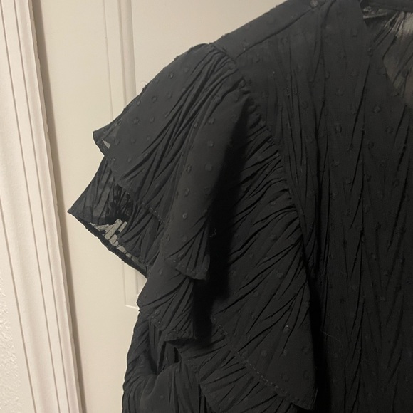 Zara Black Long Sleeve Ruffle Top - Picture 3 of 5